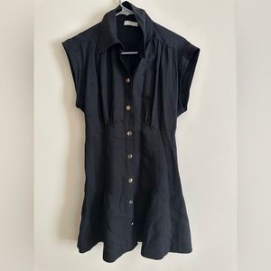 Sandro Paris button up black mini dress in size small
